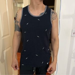 2 Sovereign Codes Men Summer Tank Tops Shirts Medium M Blue White Stripes